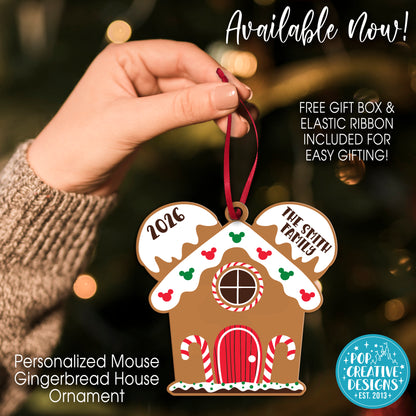 Personalized Mouse Gingerbread House Ornament – Custom Family Christmas Ornament