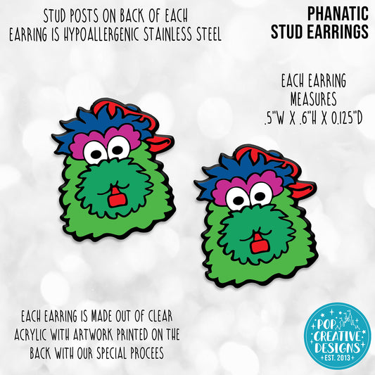 ⚾Phanatic Stud Earrings – Acrylic Earrings – Hypoallergenic Stainless Steel Posts – Fun Game Day Jewelry