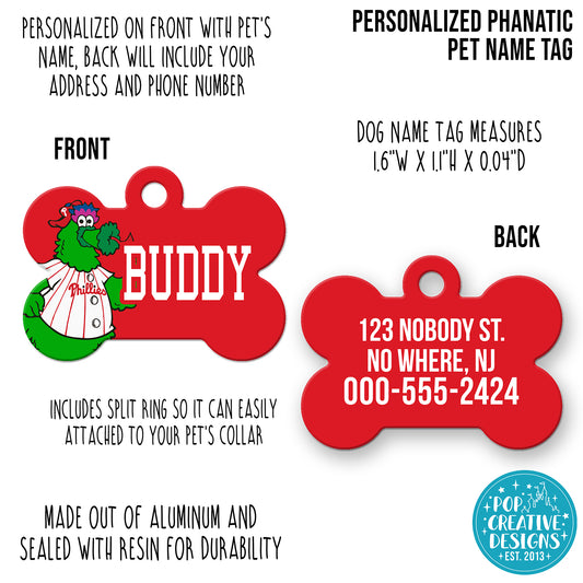 ⚾ Personalized Phanatic Pet ID Tag – Custom Dog & Cat Name Tag with Contact Info – Durable Acrylic Resin Collar Tag for Baseball Fans