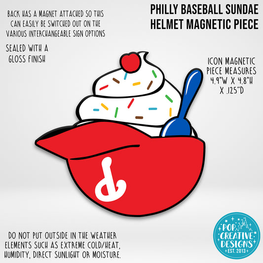 Philly Baseball Sundae Helmet Icon Magnetic Piece