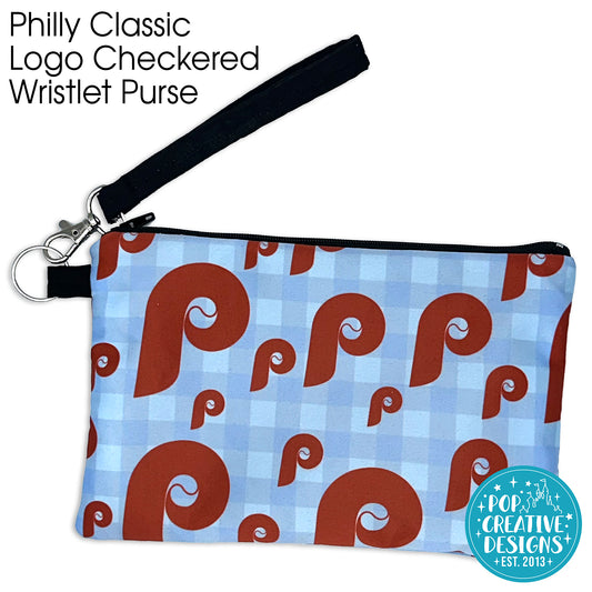 Philly Classic Logo Checkered Wristlet Purse