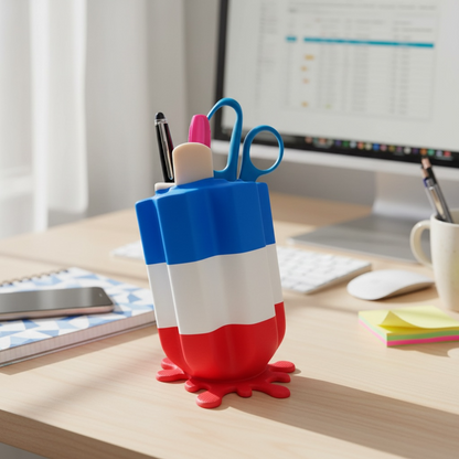 Patriotic Firecracker Popsicle B&BW Foaming Hand Soap Holder OR Desk Organizer | Red White & Blue Soap Holder