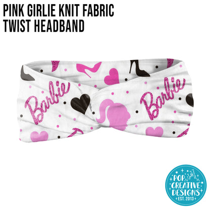 Pink Girlie Knit Fabric Twist Headband