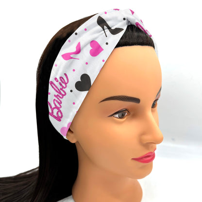 Pink Girlie Knit Fabric Twist Headband