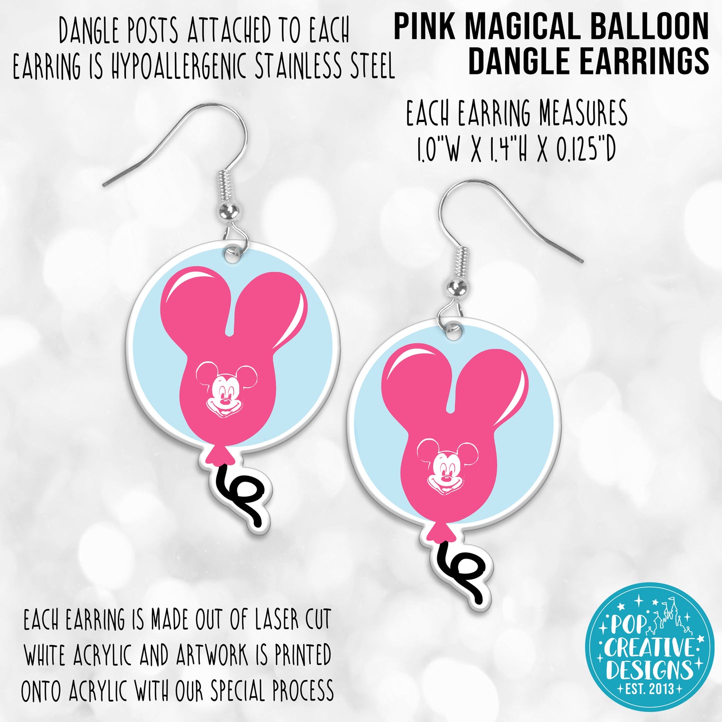 Pink Magical Balloon Dangle Earrings