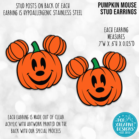 Pumpkin Mouse Stud Earrings