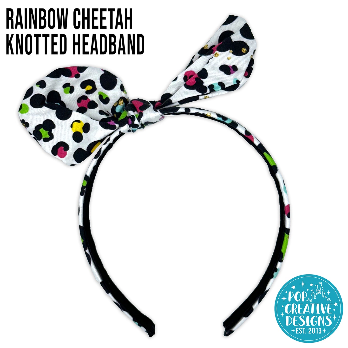 Rainbow Cheetah Knotted Headband
