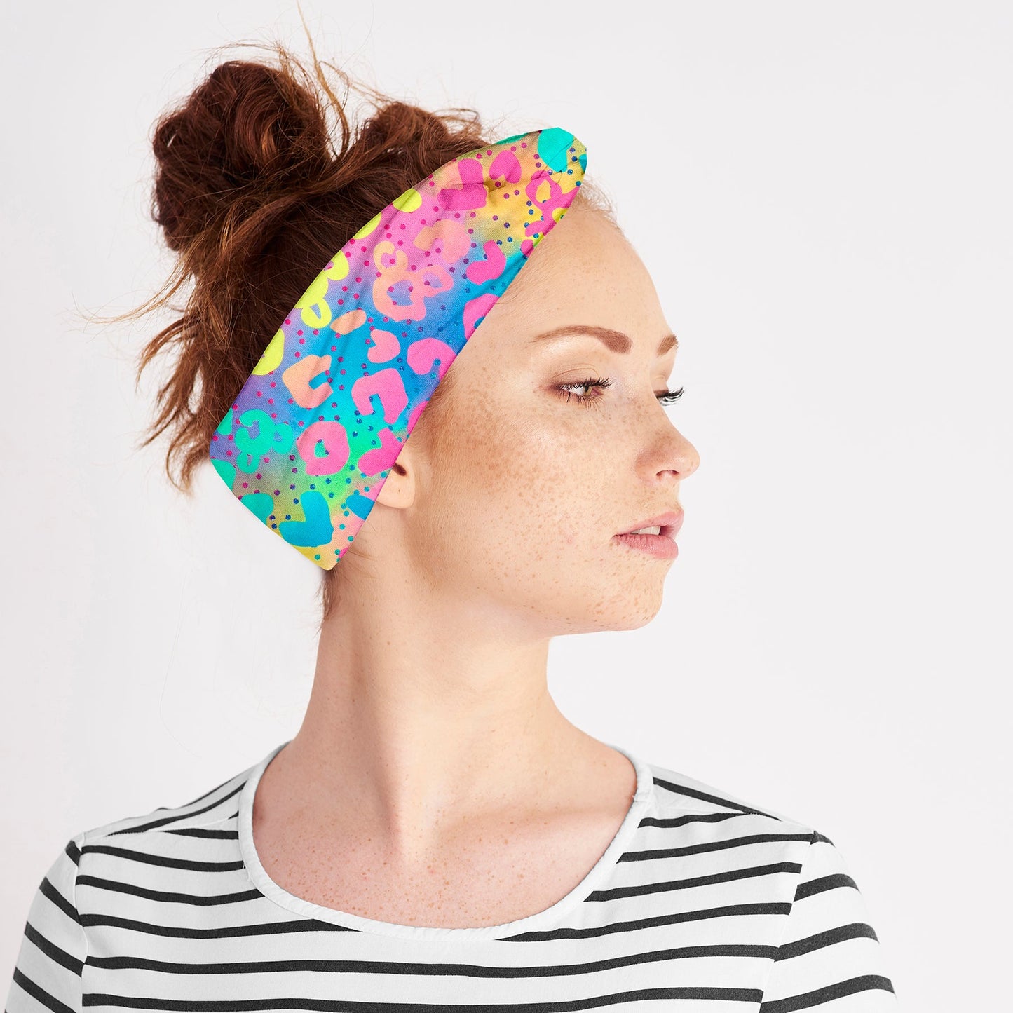 Rainbow Cheetah Knit Fabric Twist Headband