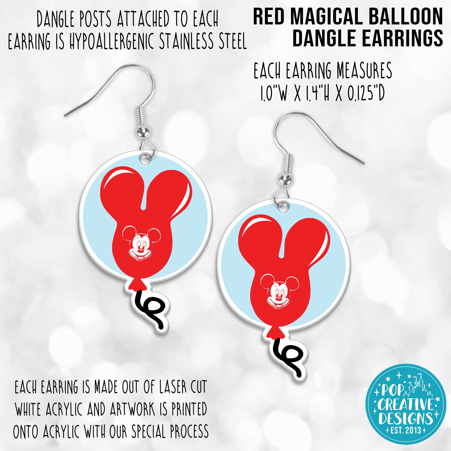 Red Magical Balloon Dangle Earrings