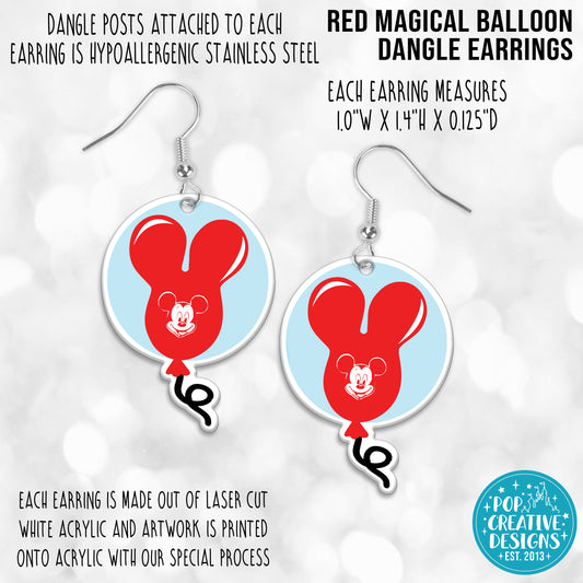 Red Magical Balloon Dangle Earrings
