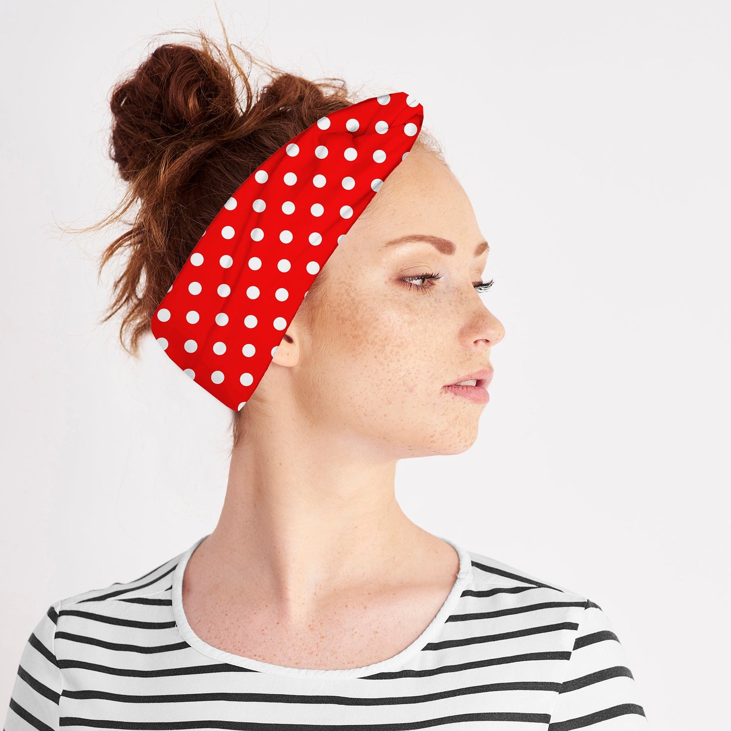 Red Rock the Dots Knit Fabric Twist Headband