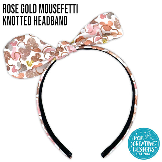 Rose Gold Mousefetti Knotted Headband