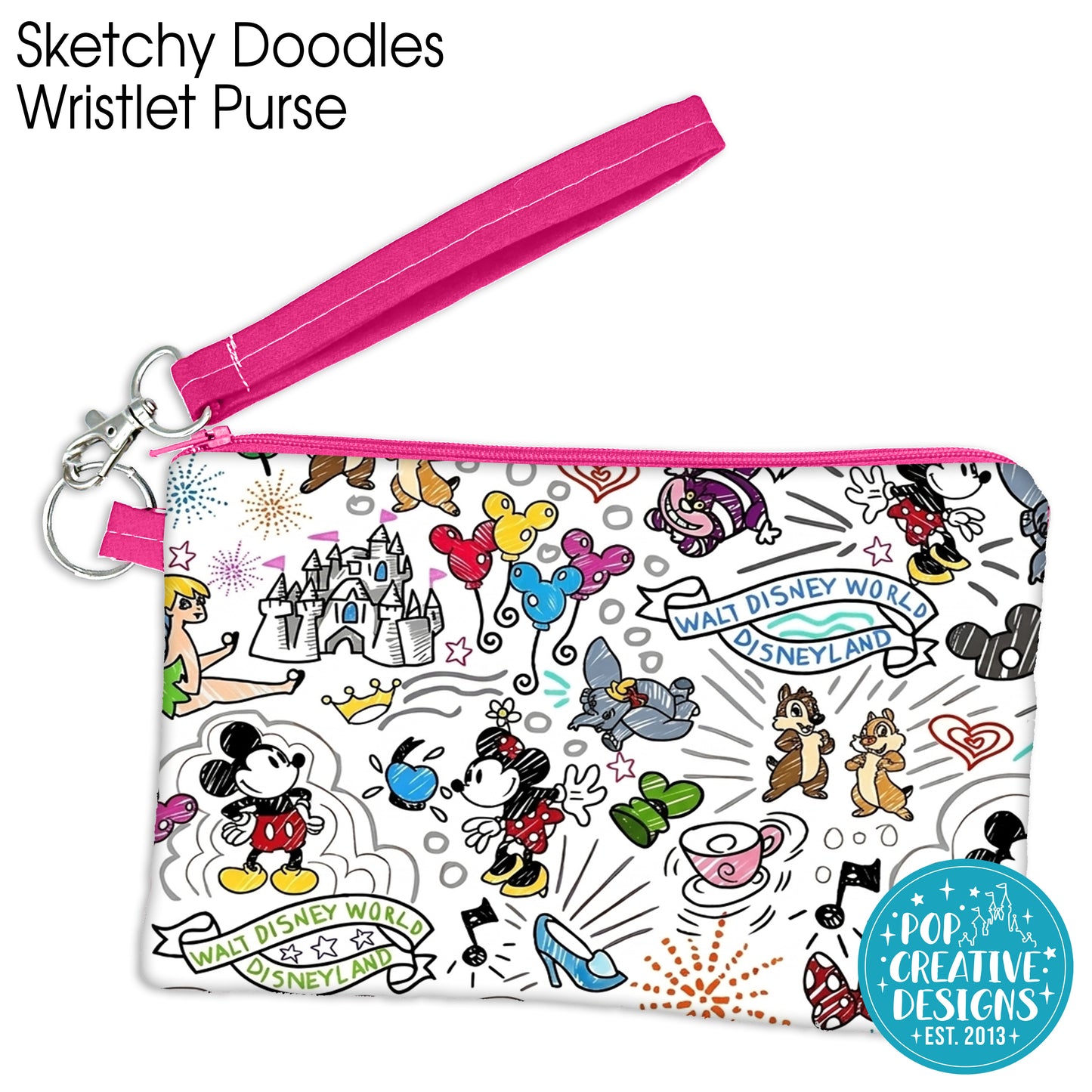 Sketchy Doodles Wristlet Purse