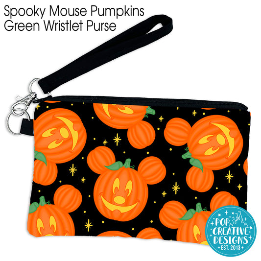 Spooky Mouse Pumpkins Wristlet Purse