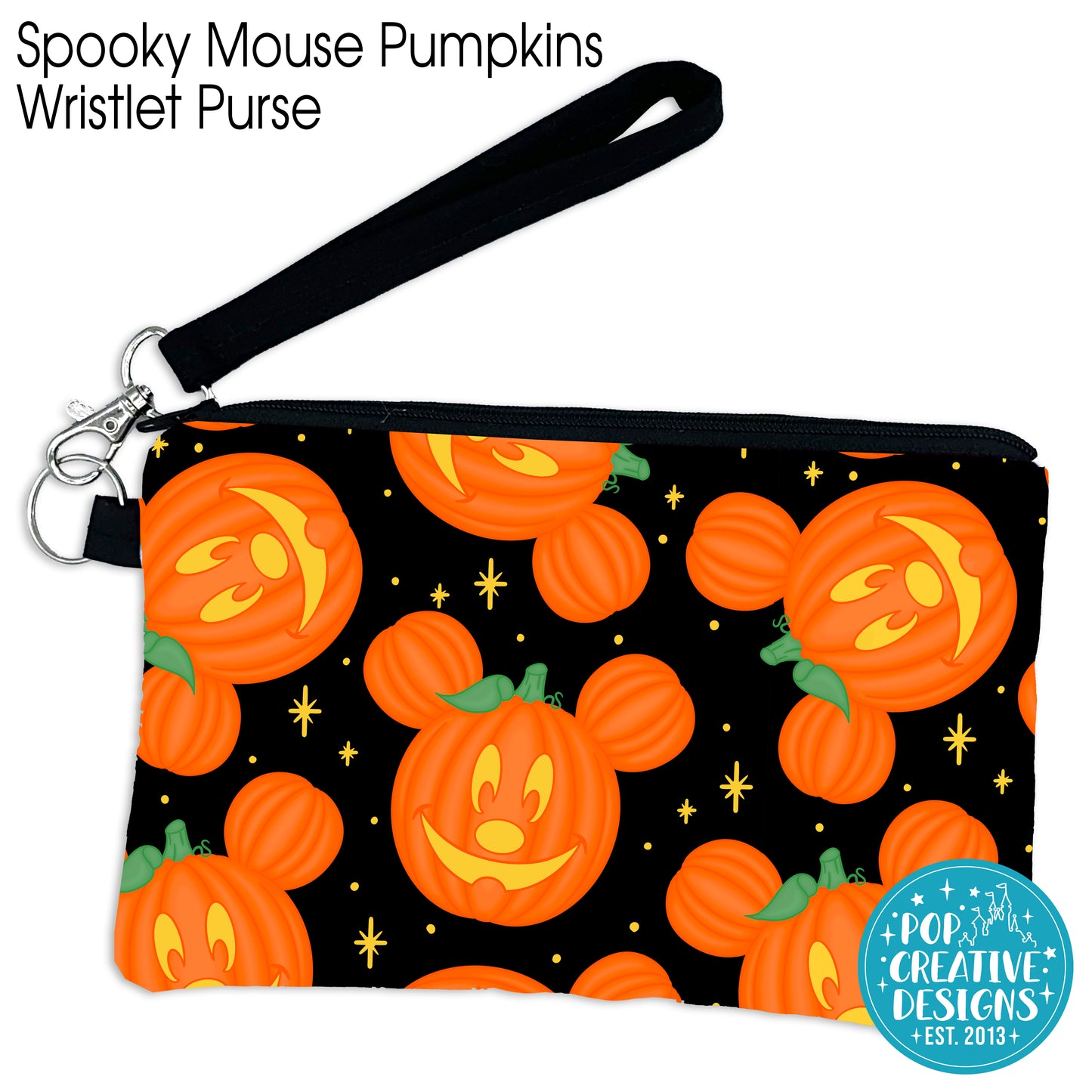 Spooky Mouse Pumpkins Wristlet Purse