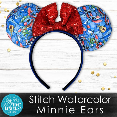 Stitch Watercolor Minnie Ears