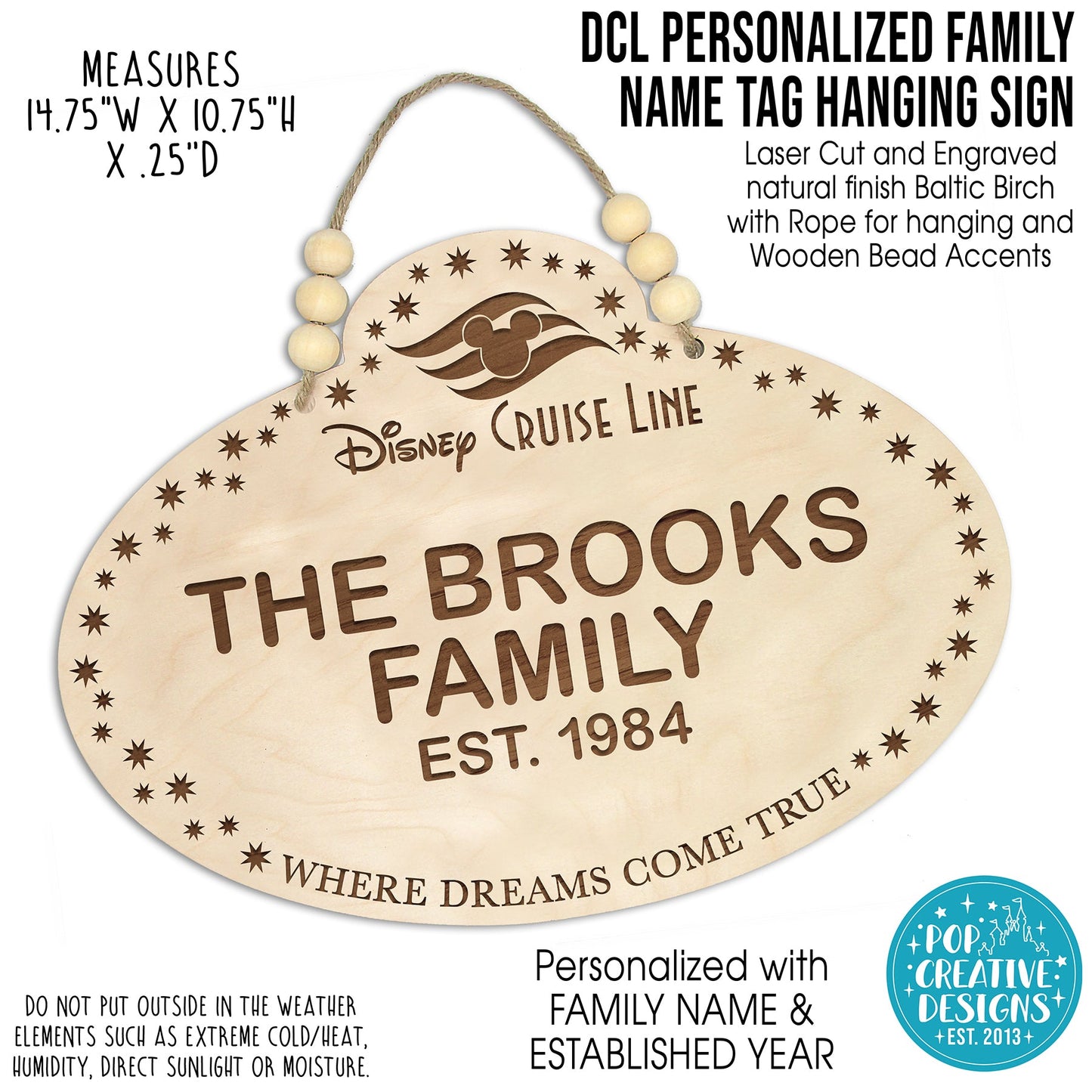 DCL Personalized Family Name Tag Hanging Sign - FREE SHIPPING