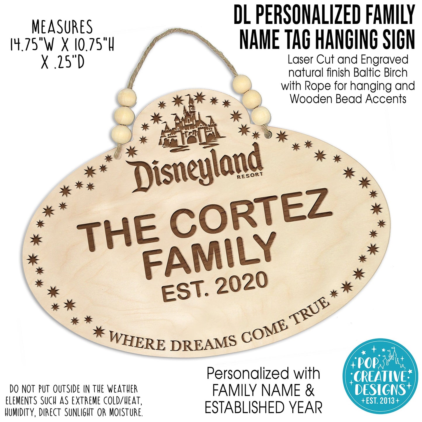 DL Personalized Family Name Tag Hanging Sign - FREE SHIPPING