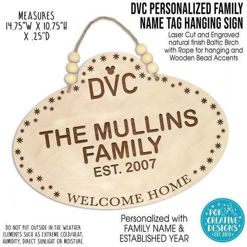DVC Personalized Family Name Tag Hanging Sign - FREE SHIPPING