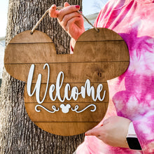 Load image into Gallery viewer, Mouse Farmhouse Welcome Hanging Sign