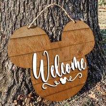 Load image into Gallery viewer, Mouse Farmhouse Welcome Hanging Sign