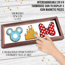 Load image into Gallery viewer, Interchangeable 20 x 8 Farmhouse Sign To Display 3 Icon Magnetic Pieces