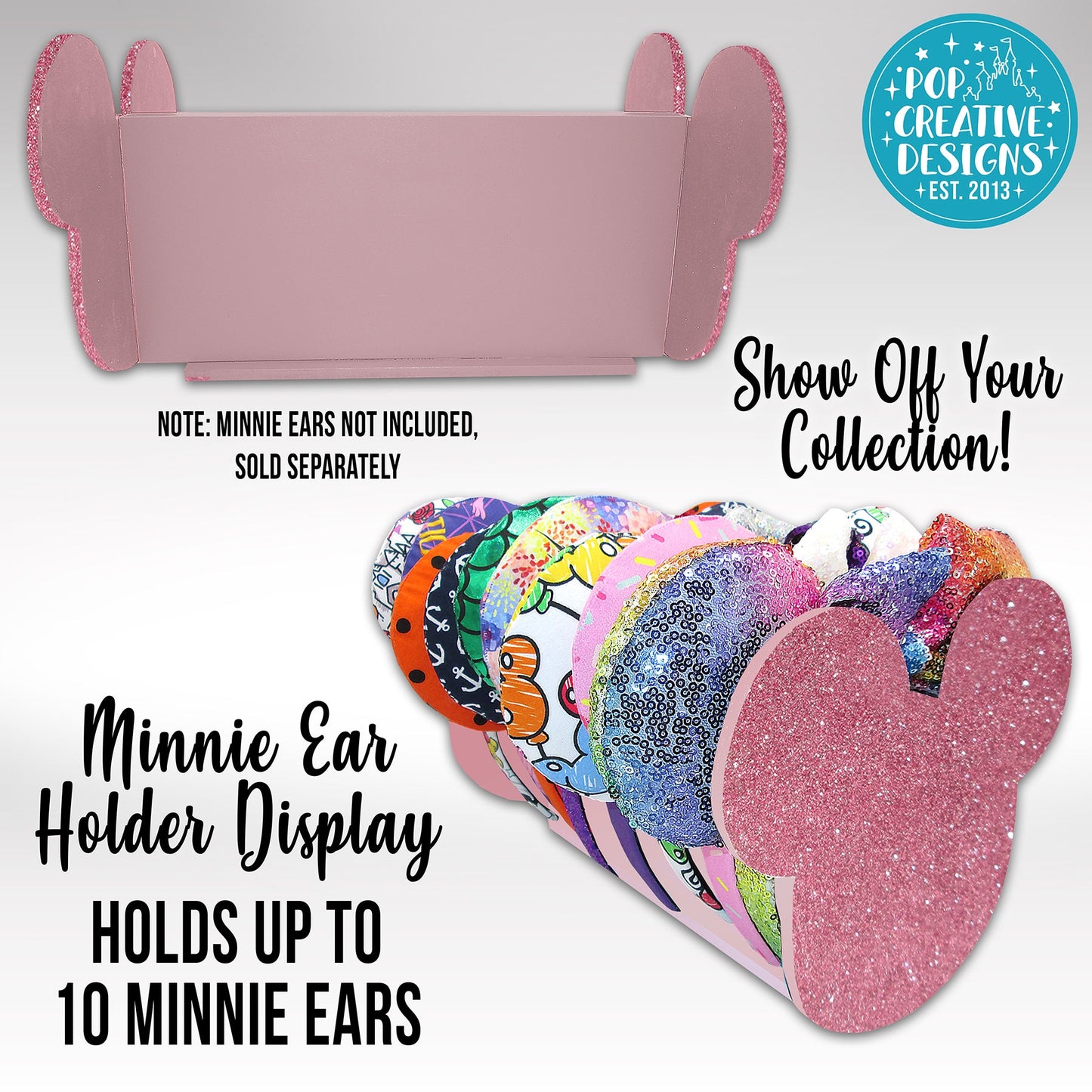 Rose Gold Glitter Minnie Ear Holder Display - FREE SHIPPING