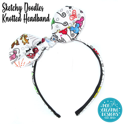 Sketchy Doodles Knotted Headband