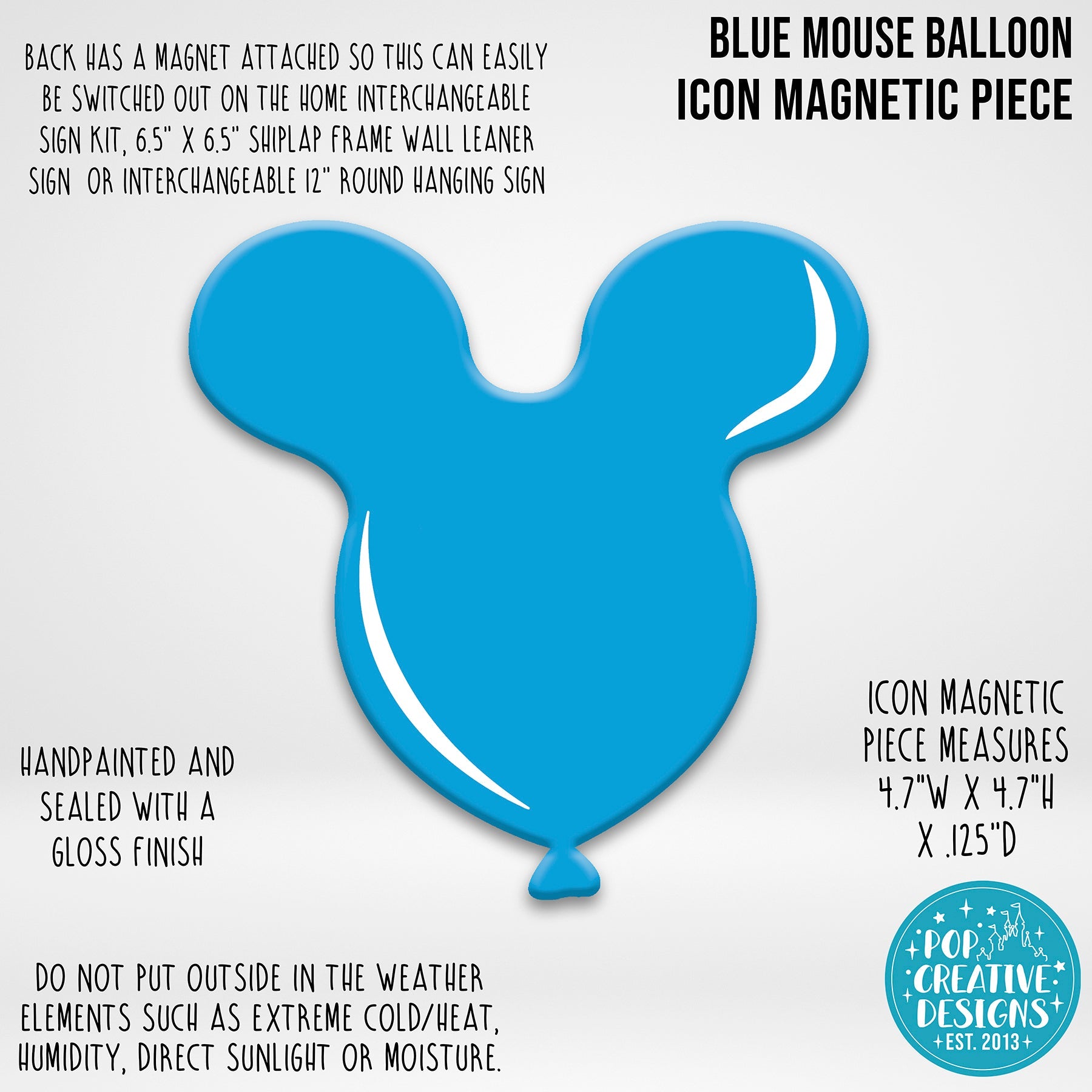 Blue Mouse Balloon Icon Magnetic Piece