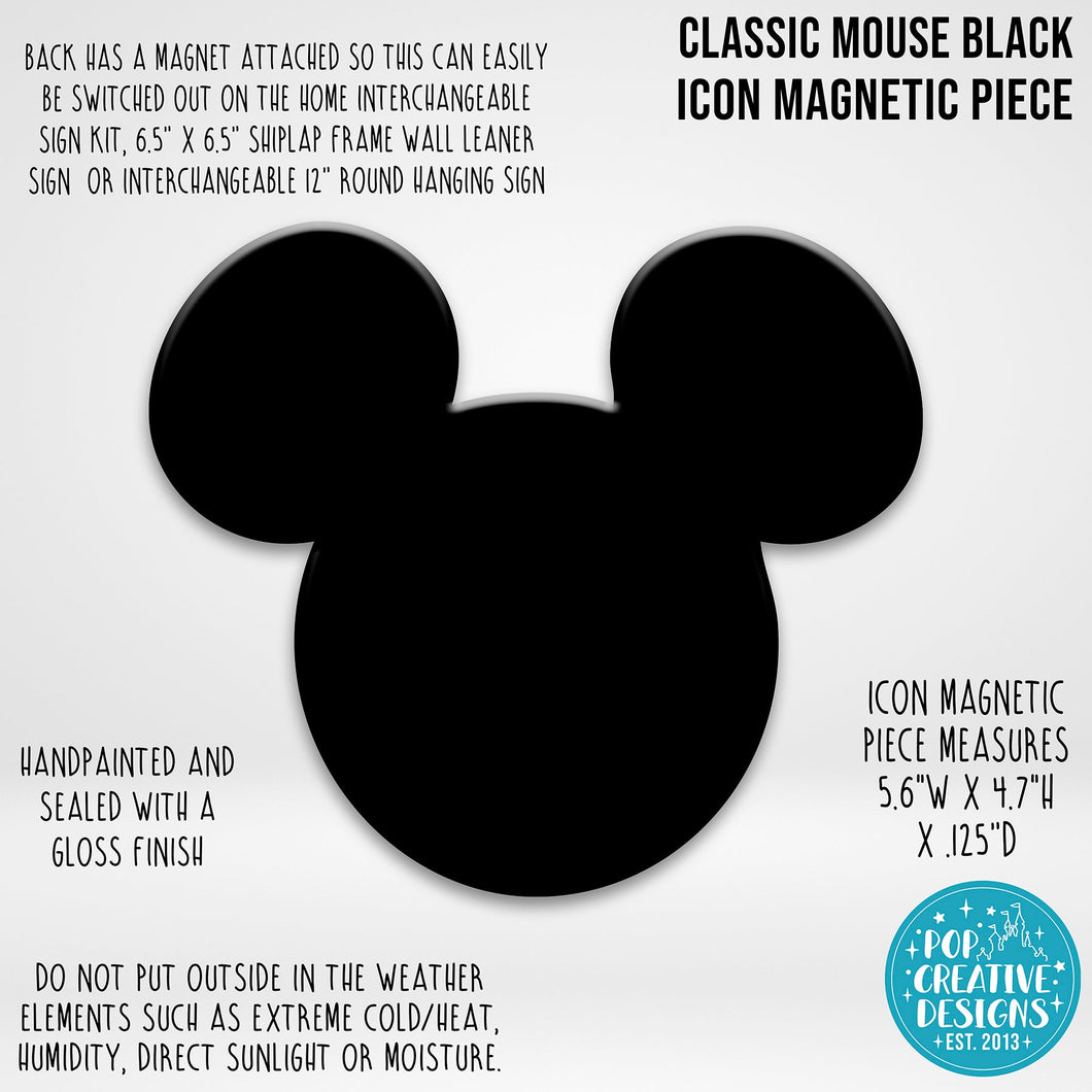 Classic Mouse Black Icon Magnetic Piece