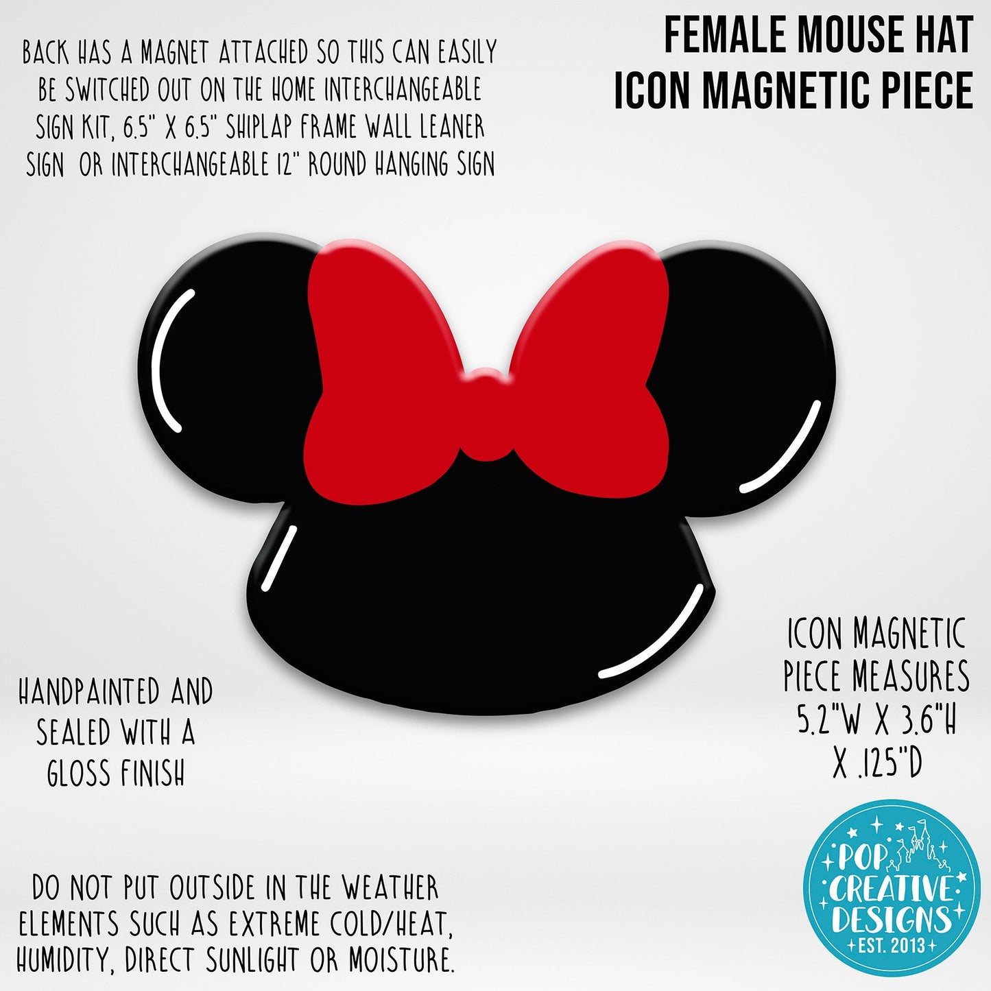 Female Mouse Hat Icon Magnetic Piece