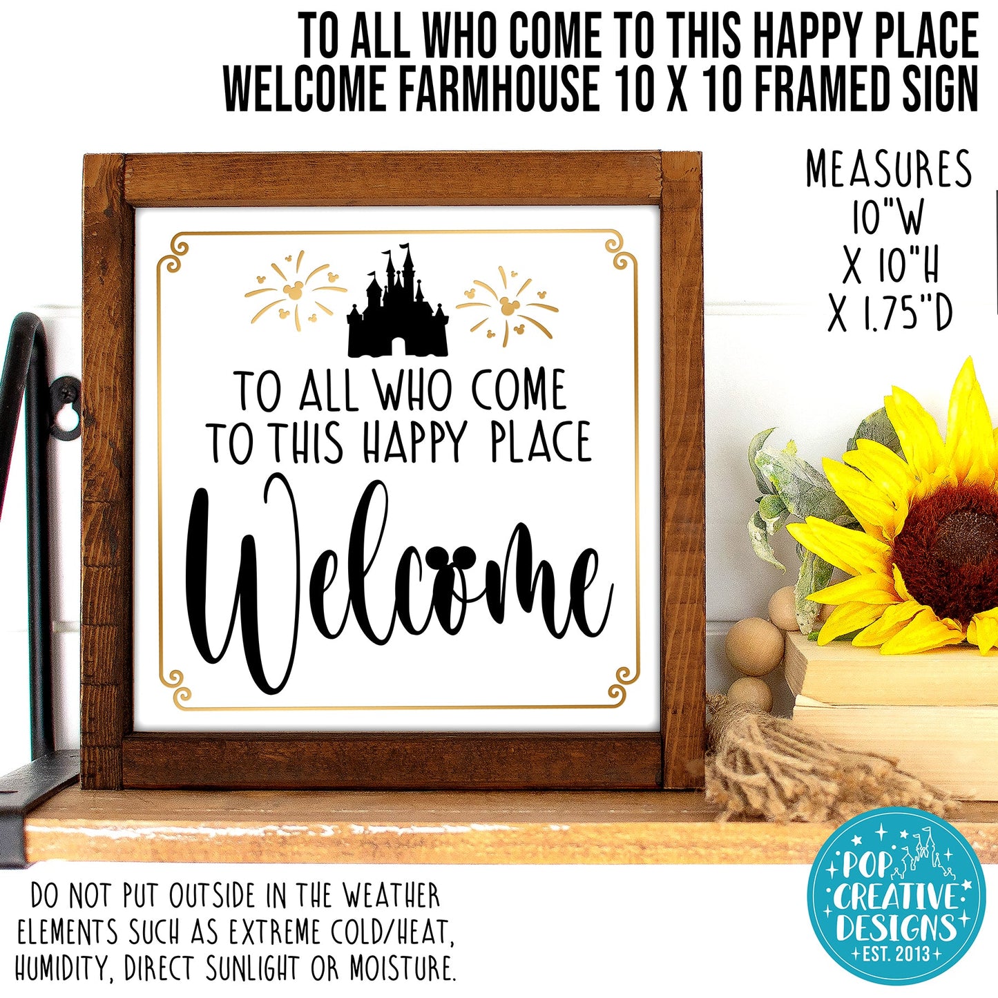 To All Who Come To This Happy Place Welcome Farmhouse 10 x 10 Framed Sign